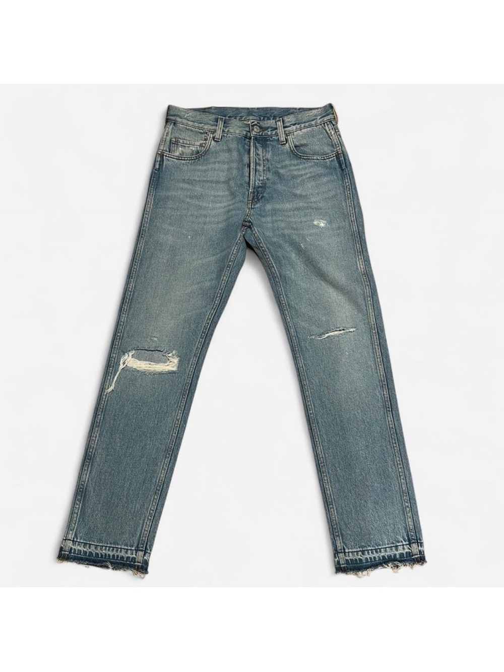 Gucci Blue Straight Men's Distressed Jeans